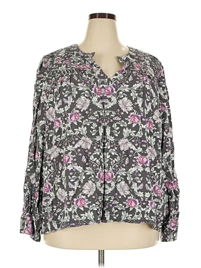 Pre-owned Lane Bryant Long Sleeve Blouse In Gray