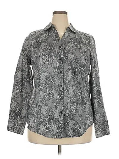 Pre-owned Lane Bryant Long Sleeve Blouse In Gray