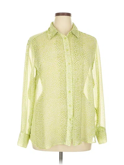 Pre-owned Lane Bryant Long Sleeve Blouse In Green