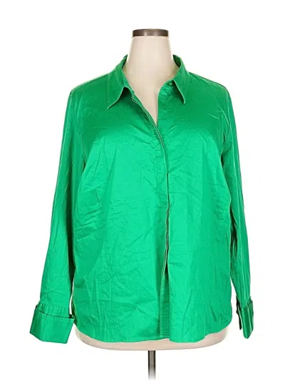 Pre-owned Lane Bryant Long Sleeve Blouse In Green