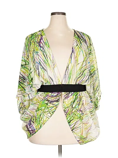 Pre-owned Lane Bryant Long Sleeve Blouse In Green