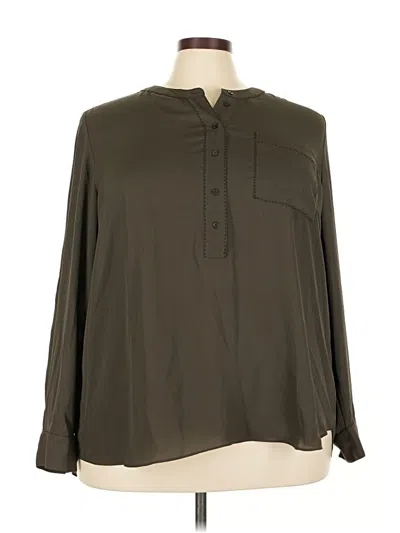Pre-owned Lane Bryant Long Sleeve Blouse In Green