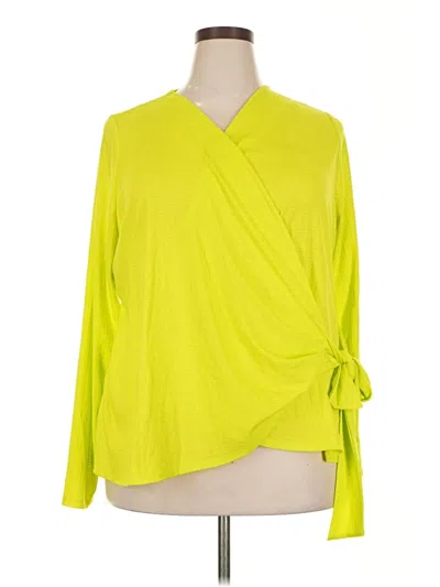Pre-owned Lane Bryant Long Sleeve Blouse In Green