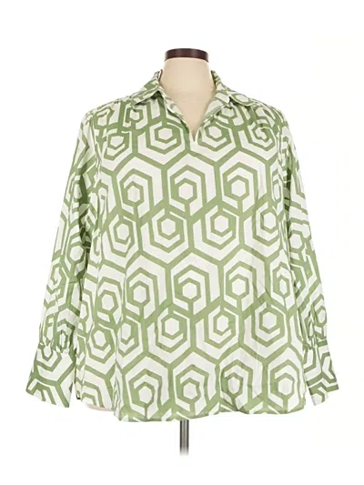 Lane Bryant Long Sleeve Blouse In Green