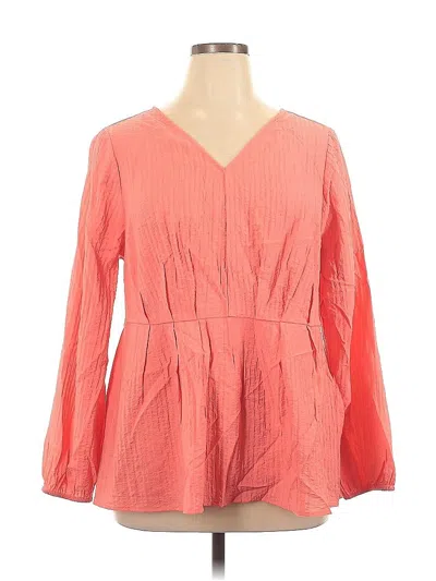Pre-owned Lane Bryant Long Sleeve Blouse In Orange