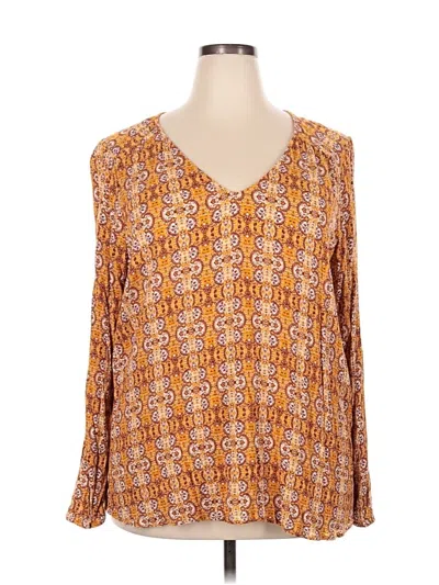 Pre-owned Lane Bryant Long Sleeve Blouse In Orange