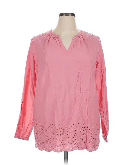 Pre-owned Lane Bryant Long Sleeve Blouse In Pink