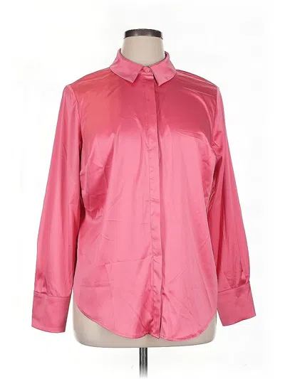 Pre-owned Lane Bryant Long Sleeve Blouse In Pink