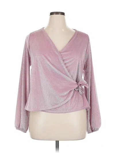 Pre-owned Lane Bryant Long Sleeve Blouse In Pink