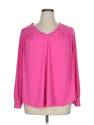 Pre-owned Lane Bryant Long Sleeve Blouse In Pink