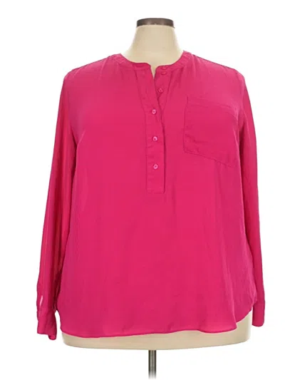 Pre-owned Lane Bryant Long Sleeve Blouse In Pink
