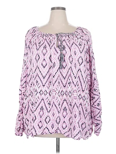 Pre-owned Lane Bryant Long Sleeve Blouse In Pink