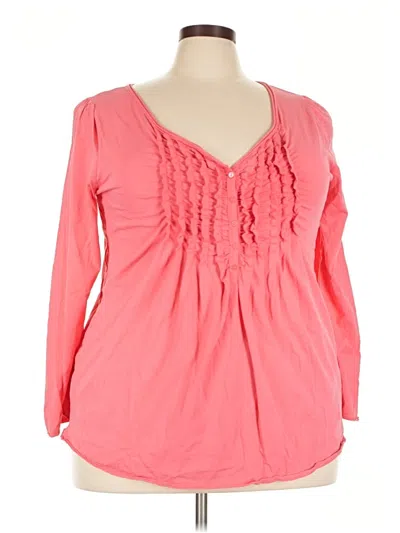 Pre-owned Lane Bryant Long Sleeve Blouse In Pink