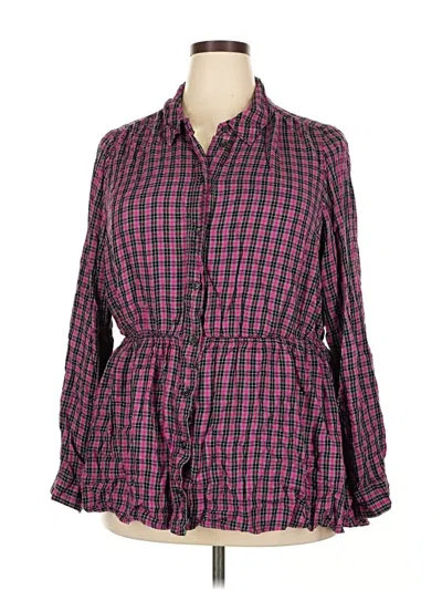 Pre-owned Lane Bryant Long Sleeve Blouse In Purple