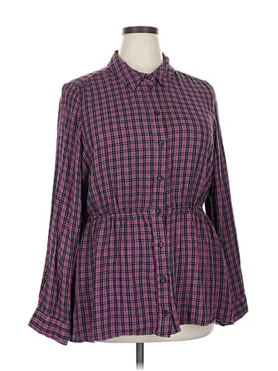 Pre-owned Lane Bryant Long Sleeve Blouse In Purple
