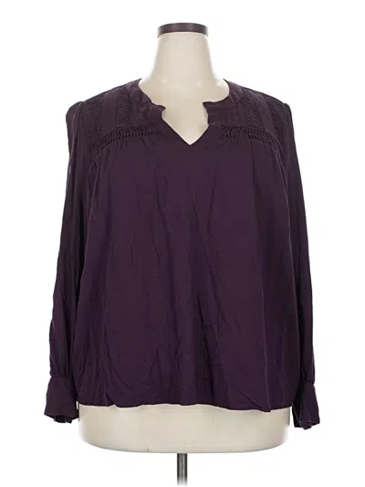 Pre-owned Lane Bryant Long Sleeve Blouse In Purple