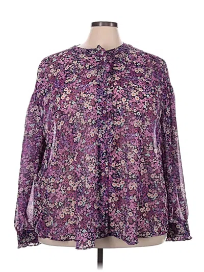 Pre-owned Lane Bryant Long Sleeve Blouse In Purple