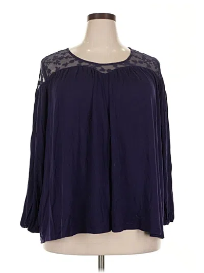 Pre-owned Lane Bryant Long Sleeve Blouse In Purple