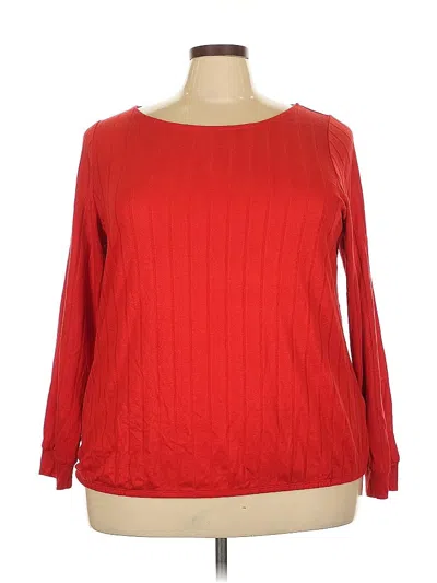 Pre-owned Lane Bryant Long Sleeve Blouse In Red