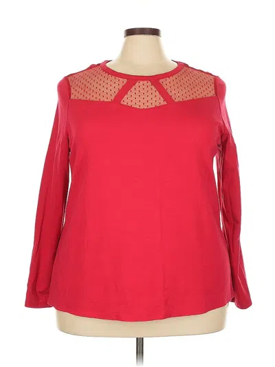 Pre-owned Lane Bryant Long Sleeve Blouse In Red