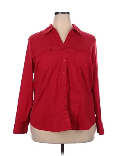 Pre-owned Lane Bryant Long Sleeve Blouse In Red