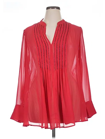 Pre-owned Lane Bryant Long Sleeve Blouse In Red