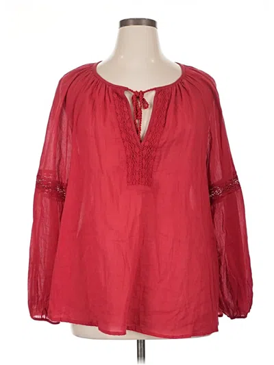 Pre-owned Lane Bryant Long Sleeve Blouse In Red