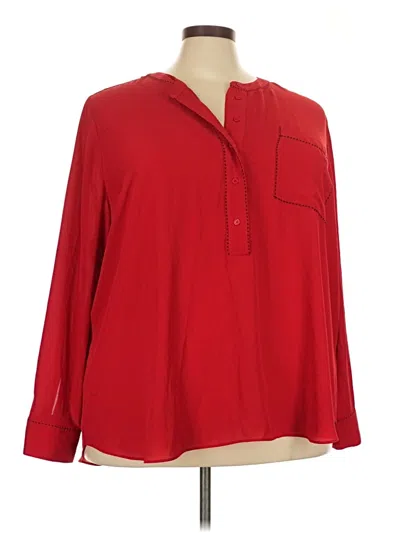 Pre-owned Lane Bryant Long Sleeve Blouse In Red
