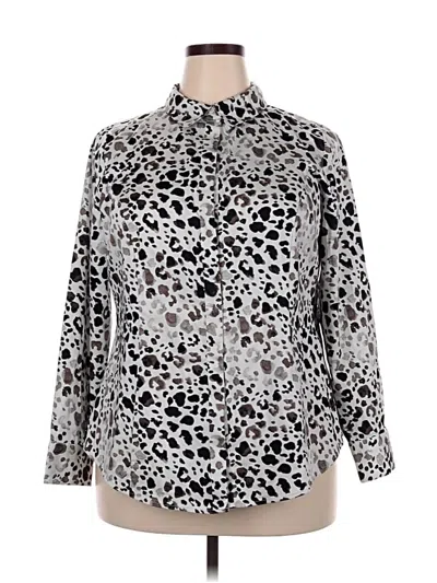 Pre-owned Lane Bryant Long Sleeve Blouse In Silver