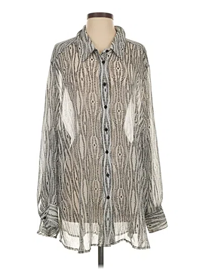 Pre-owned Lane Bryant Long Sleeve Blouse In Silver