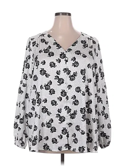 Pre-owned Lane Bryant Long Sleeve Blouse In Silver