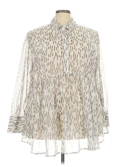 Pre-owned Lane Bryant Long Sleeve Blouse In Silver