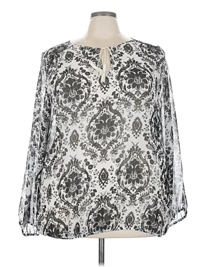 Pre-owned Lane Bryant Long Sleeve Blouse In Silver