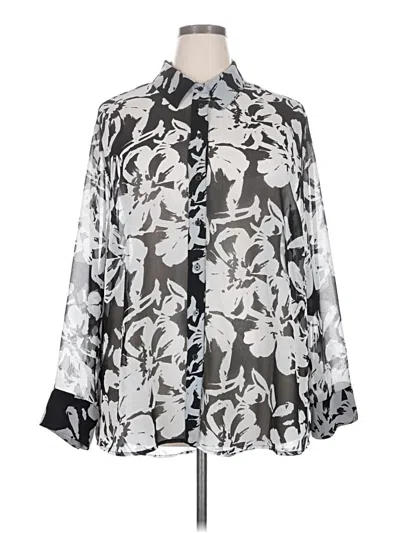 Pre-owned Lane Bryant Long Sleeve Blouse In Silver