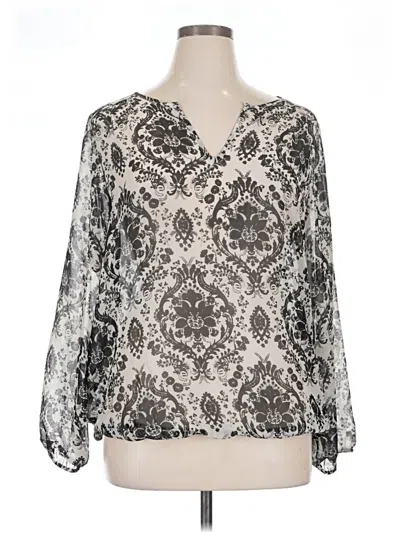 Pre-owned Lane Bryant Long Sleeve Blouse In Silver