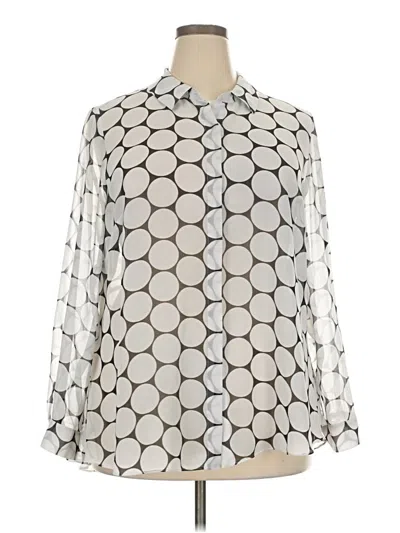 Pre-owned Lane Bryant Long Sleeve Blouse In Silver