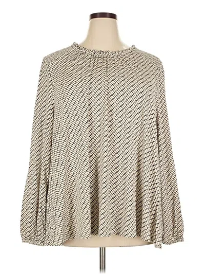 Pre-owned Lane Bryant Long Sleeve Blouse In Tan