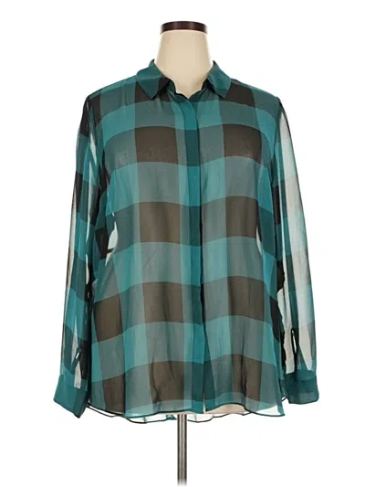Pre-owned Lane Bryant Long Sleeve Blouse In Teal