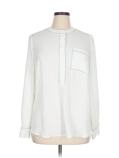 Pre-owned Lane Bryant Long Sleeve Blouse In White