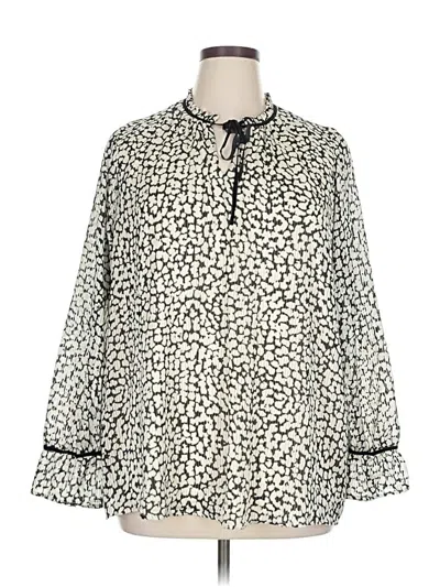 Pre-owned Lane Bryant Long Sleeve Blouse In White