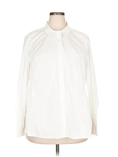 Pre-owned Lane Bryant Long Sleeve Blouse In White