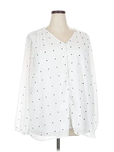 Pre-owned Lane Bryant Long Sleeve Blouse In White