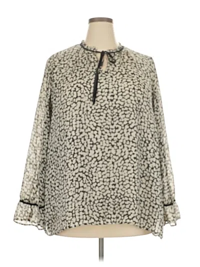 Pre-owned Lane Bryant Long Sleeve Blouse In White