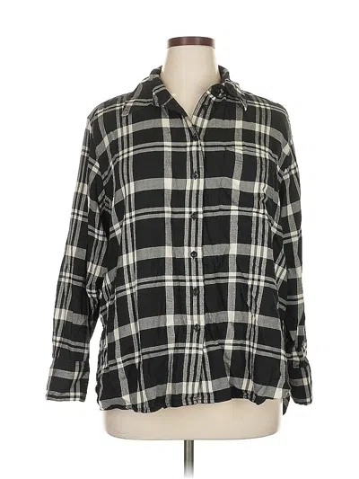 Pre-owned Lane Bryant Long Sleeve Button Down Shirt In Black