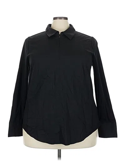 Pre-owned Lane Bryant Long Sleeve Button Down Shirt In Black