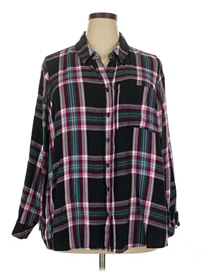 Pre-owned Lane Bryant Long Sleeve Button Down Shirt In Black