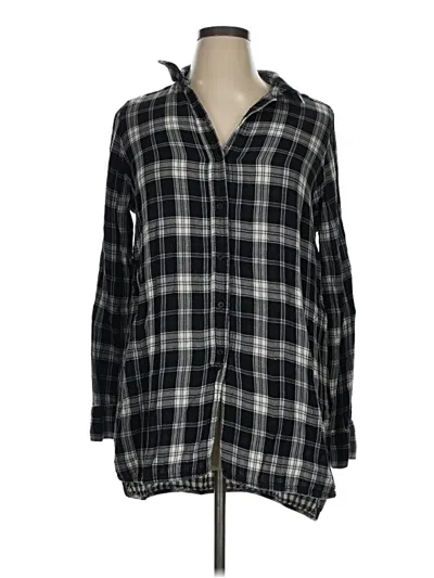 Pre-owned Lane Bryant Long Sleeve Button Down Shirt In Black