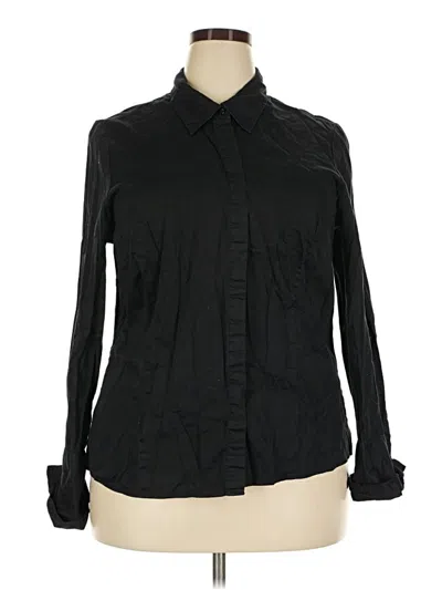 Pre-owned Lane Bryant Long Sleeve Button Down Shirt In Black