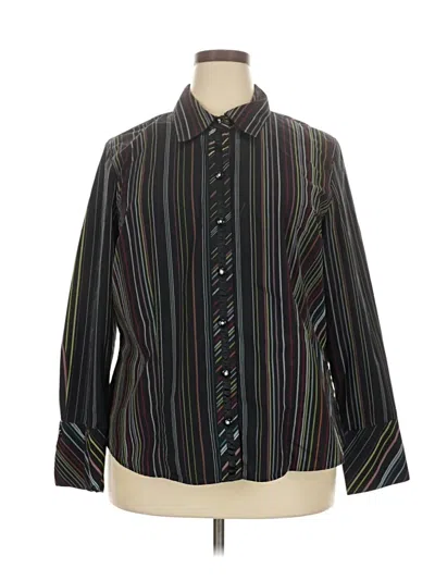 Pre-owned Lane Bryant Long Sleeve Button Down Shirt In Black