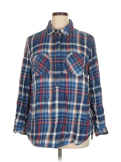 Pre-owned Lane Bryant Long Sleeve Button Down Shirt In Blue